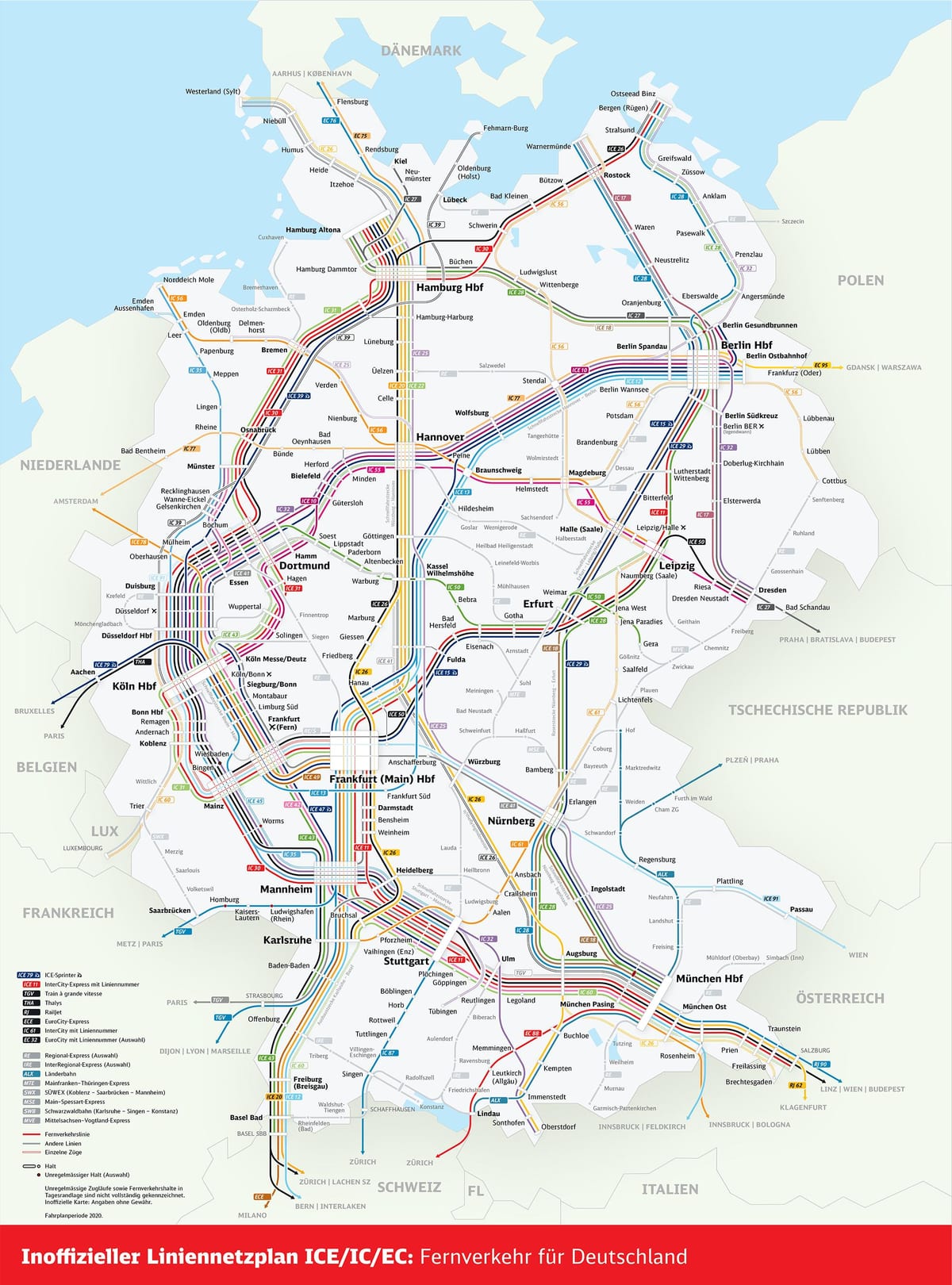 Německo železniční mapa bahn