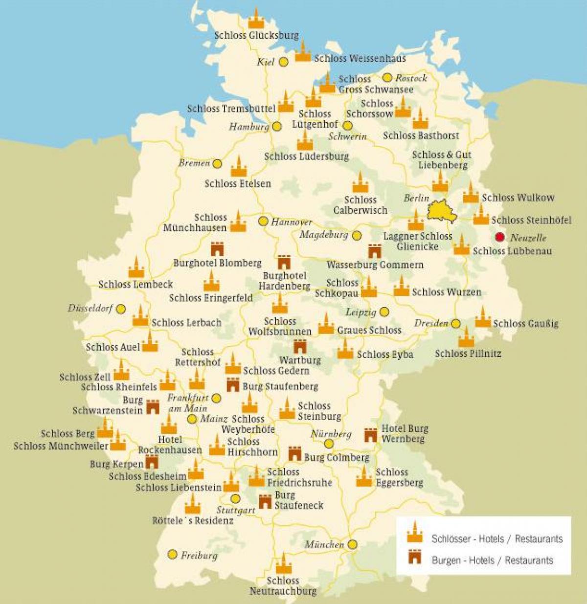 mapa Německa hrady