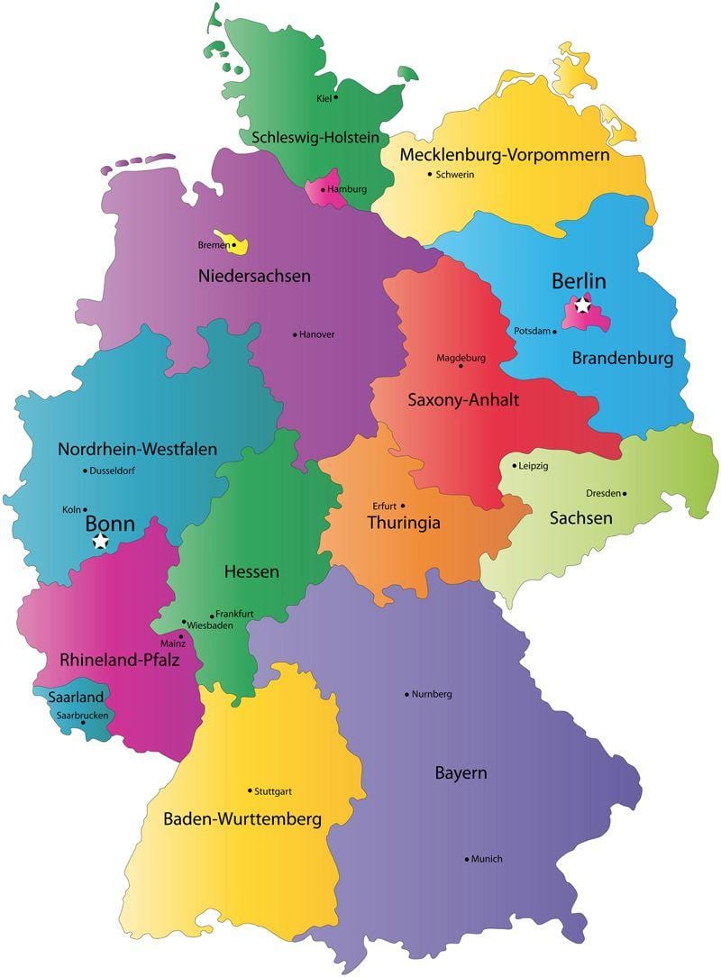 mapa státu Německo