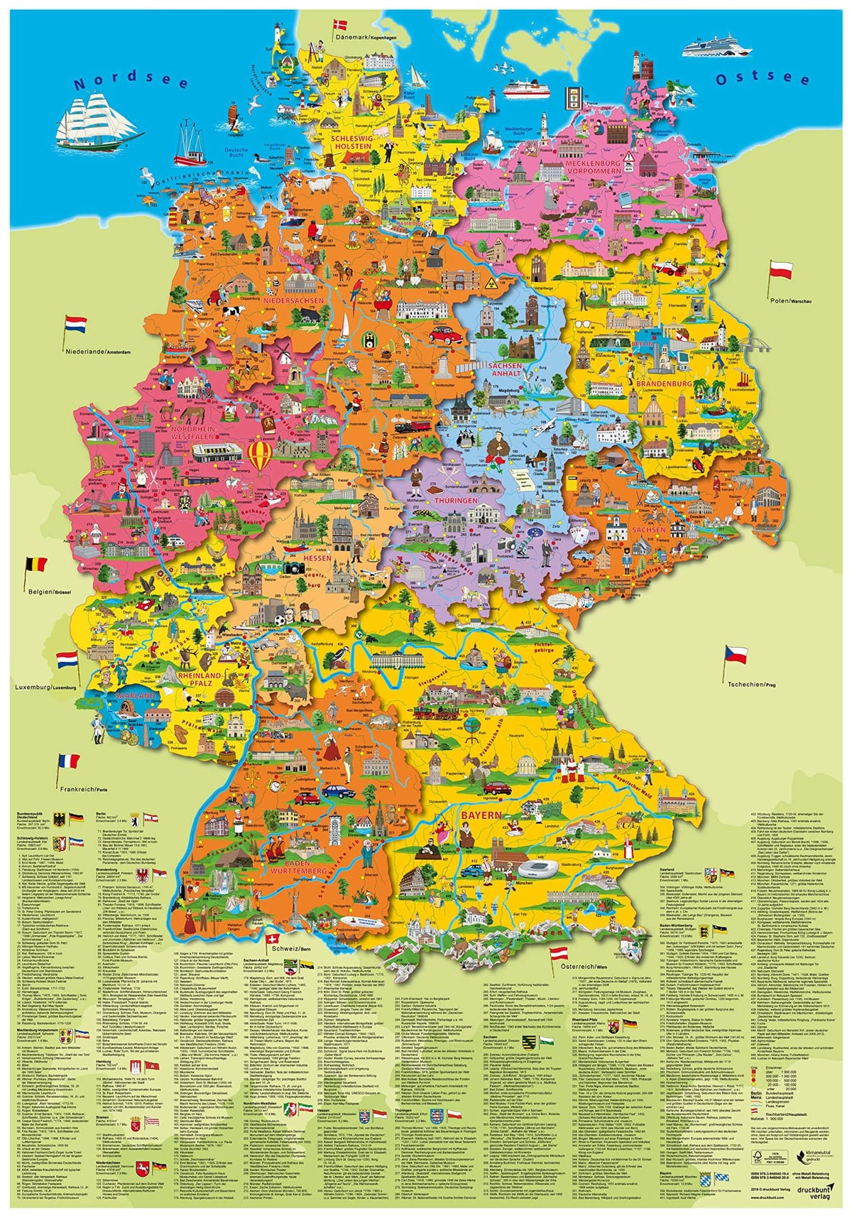 turistická mapa Německa s městy