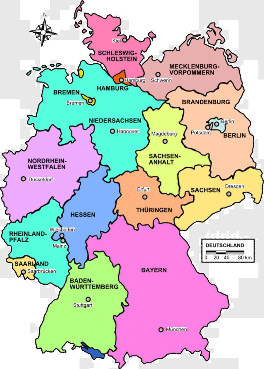 mapa Německo země
