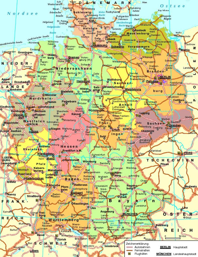mapa Německa dálnici