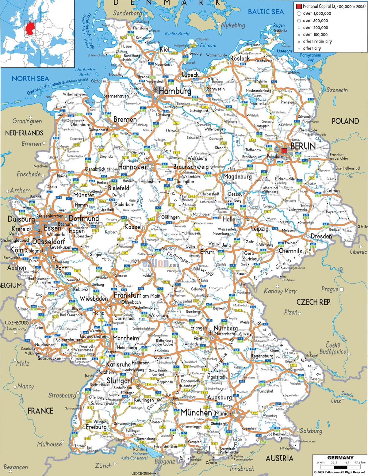mapa Německa dopravy