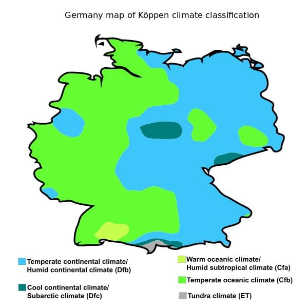 mapa německých klimatu