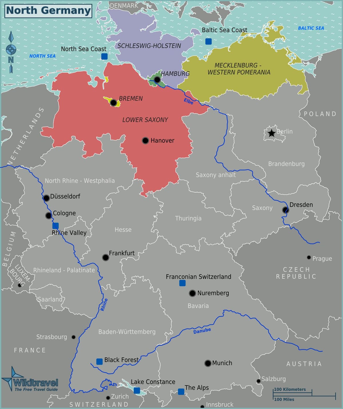 mapa Německa pobřeží