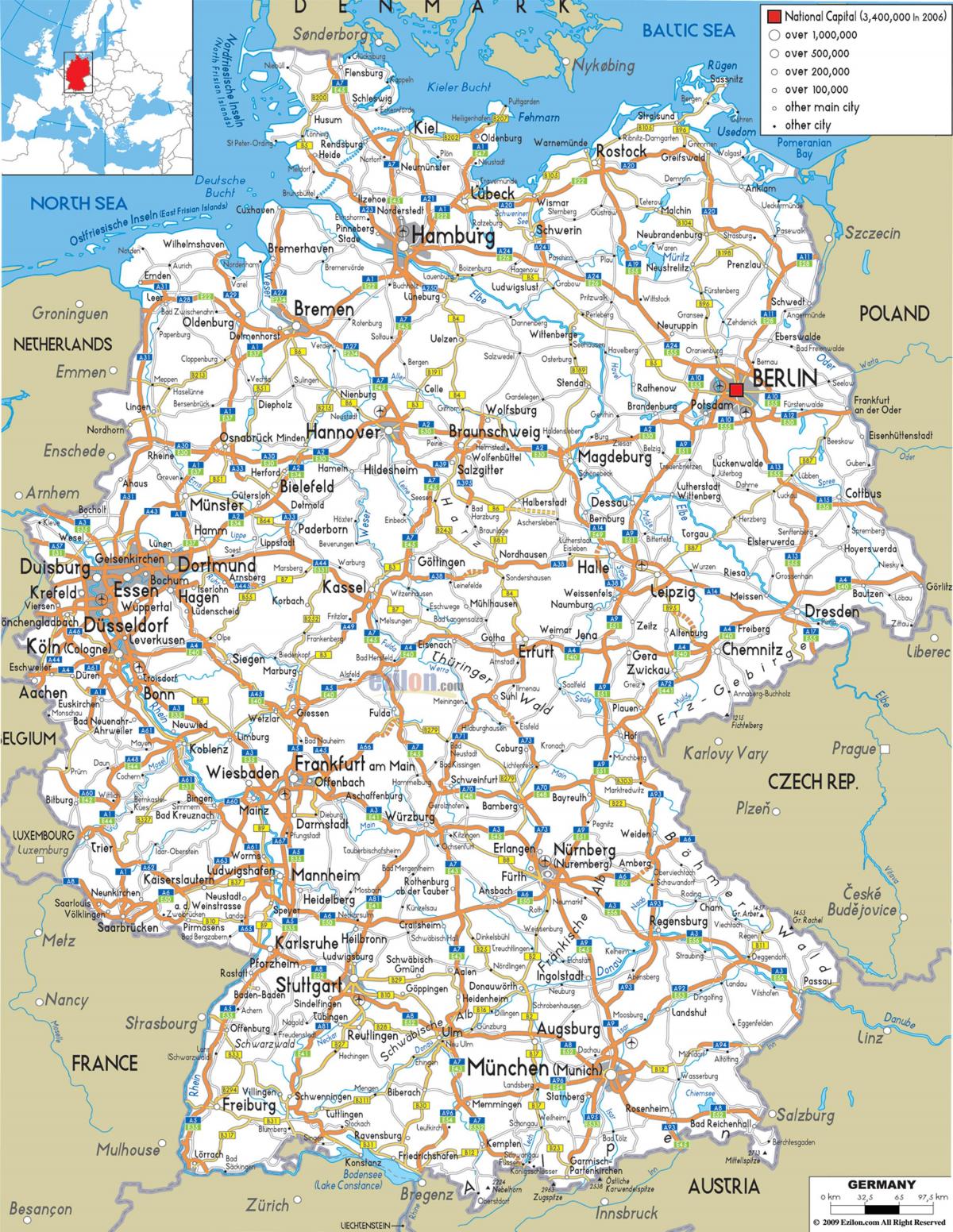 mapa Německa dopravy