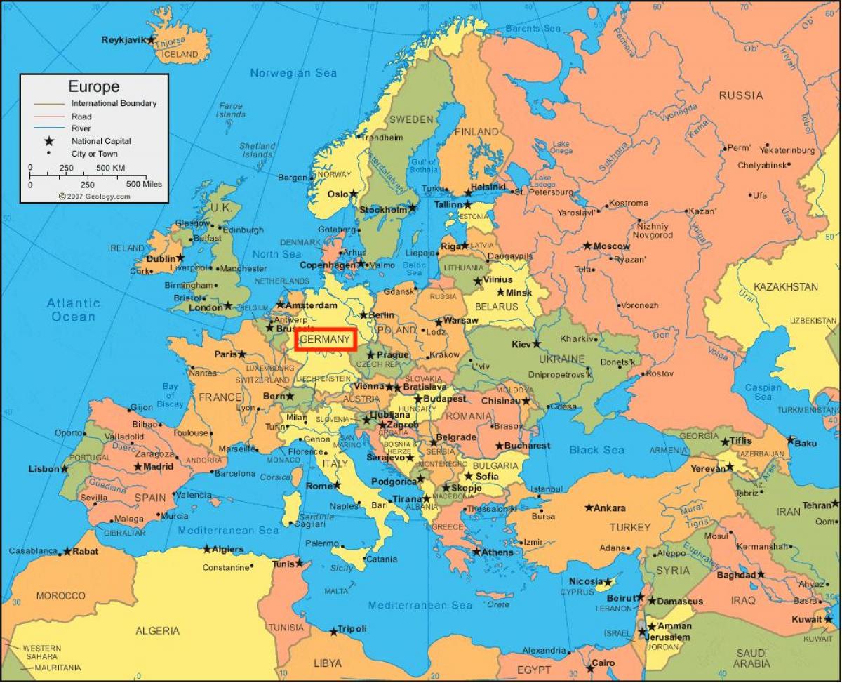 mapa Německa a evropy