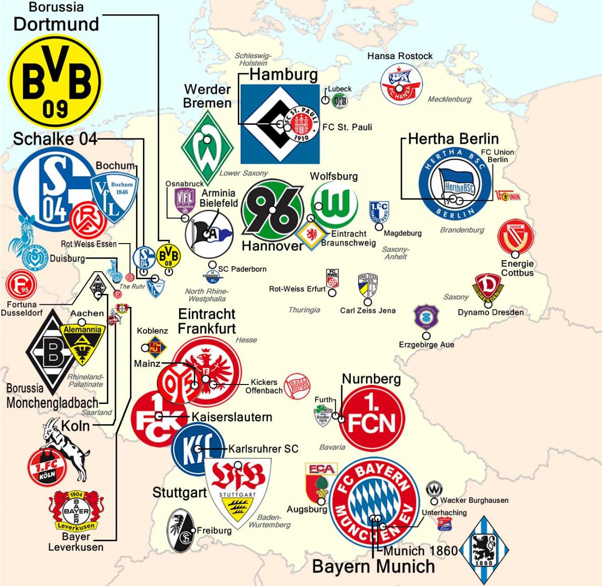 mapa Německa stadionu