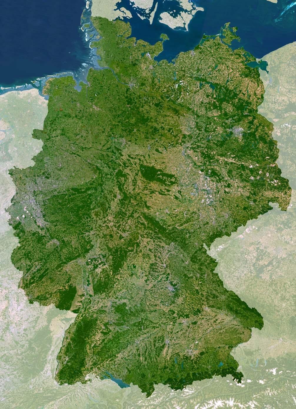 mapa Německa, satelitní