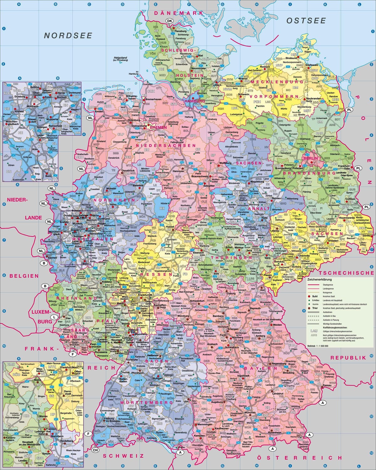 mapa Německa, velké