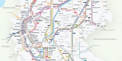 Německo železniční mapa bahn
