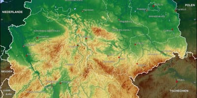 Mapa Německa fyzické