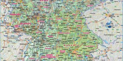 Mapa jižního Německa