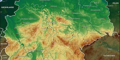 Mapa Německa nadmořská výška