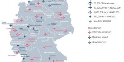 Mapa Německa ukazuje letišť